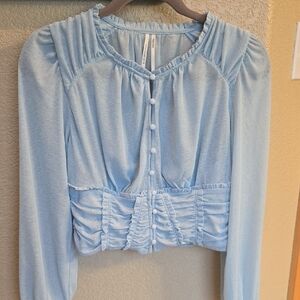 Light Blue Ruched Women's Top